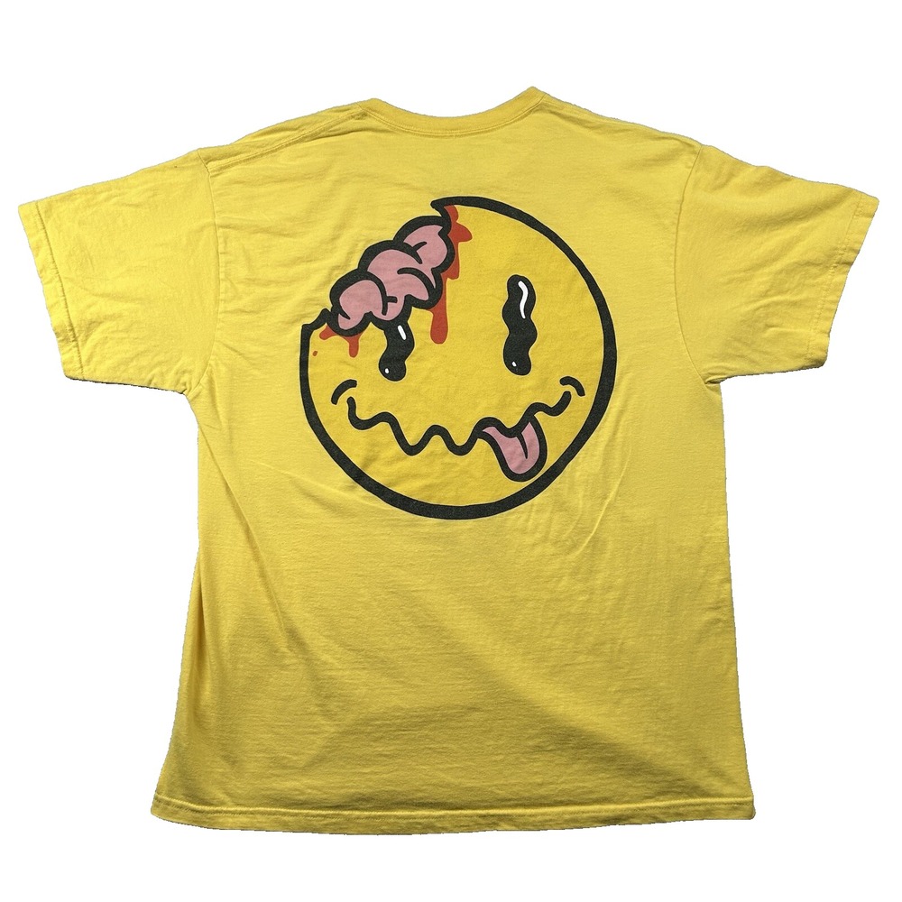 Jauz Shirt Mens XL Bite This Label Brain Graphic Smiley Face Rave Hype Music